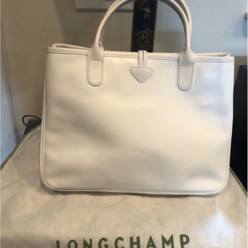 LONGCHAMP ROSEAU LEATHER TOTE NWOT WHITE - Picture 13 of 15
